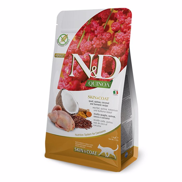 Farmina N&D Grain Free Quinoa Skin & Coat Xira Trofi Xoris Sitira me Ortuki ga Enilikes Gtes 5Kg